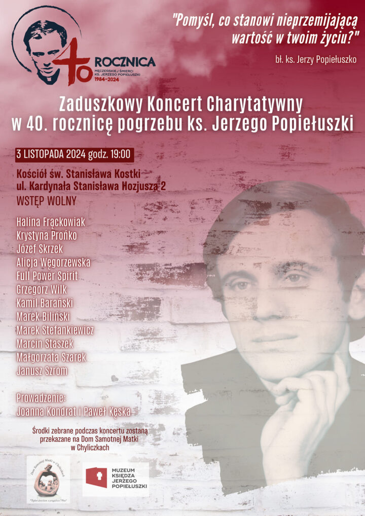 Koncert zaduszkowy w 40 rocznicę pogrzebu bł. ks. Jerzego Popiełuszki